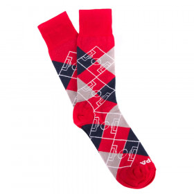 Argyle Pitch / Red - Navy Blue - Grey - White