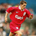 Owen wearing Liverpool FC 1996-98 shirt
