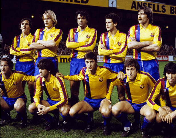 Barcelona FC 1981-82 con la equipacion de visitante