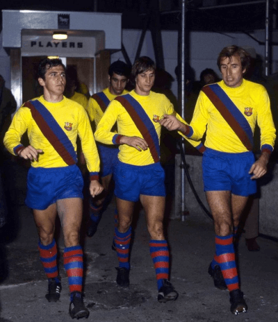 cruyff with rexach and josep vicen&ccedil; tente barcelona fc in the 70s